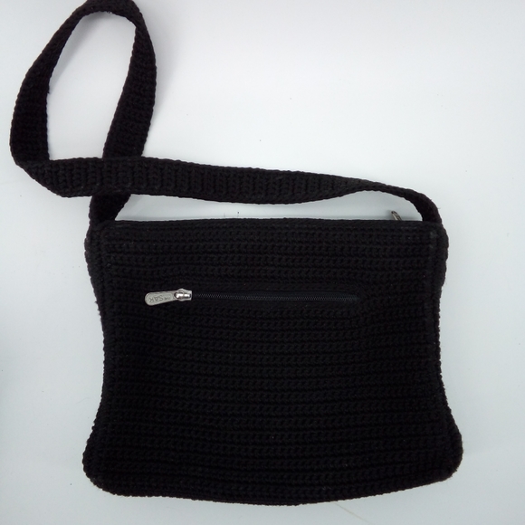 The SAK Black Knit Leather Trio Bundle Small Medium Shoulder Bags Bag Casual - Picture 3 of 16